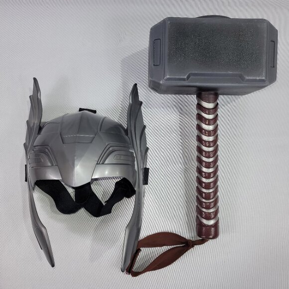Avengers Thor Plastic Mask & Mjolnir Hammer Movie Comic Book Set - Picture 1 of 1